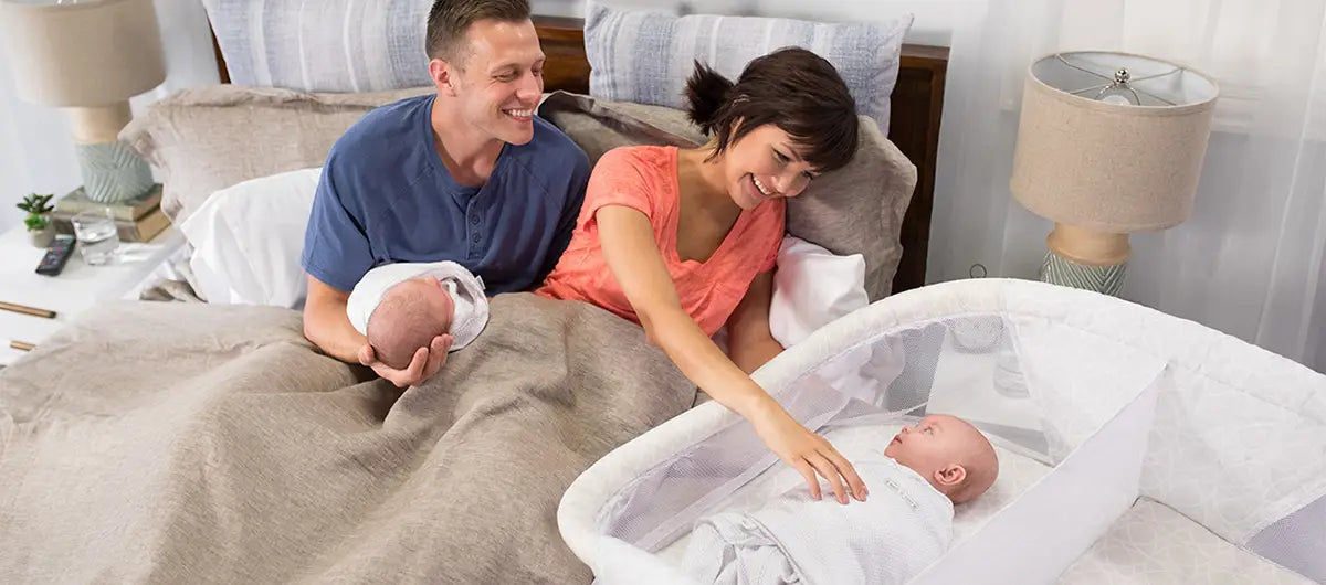 Parents and Babies and HALO Bassinet