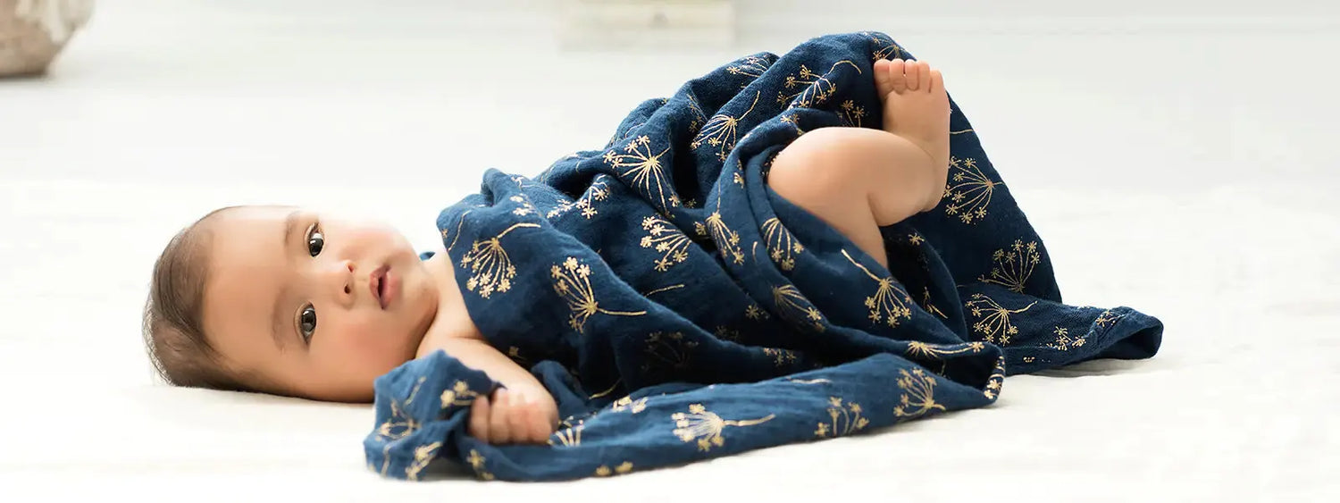 Metallic Gold Deco Cotton Muslin Swaddles